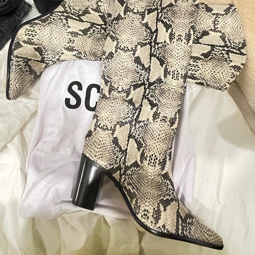 Schutz Snakeskin Kneehigh Boots